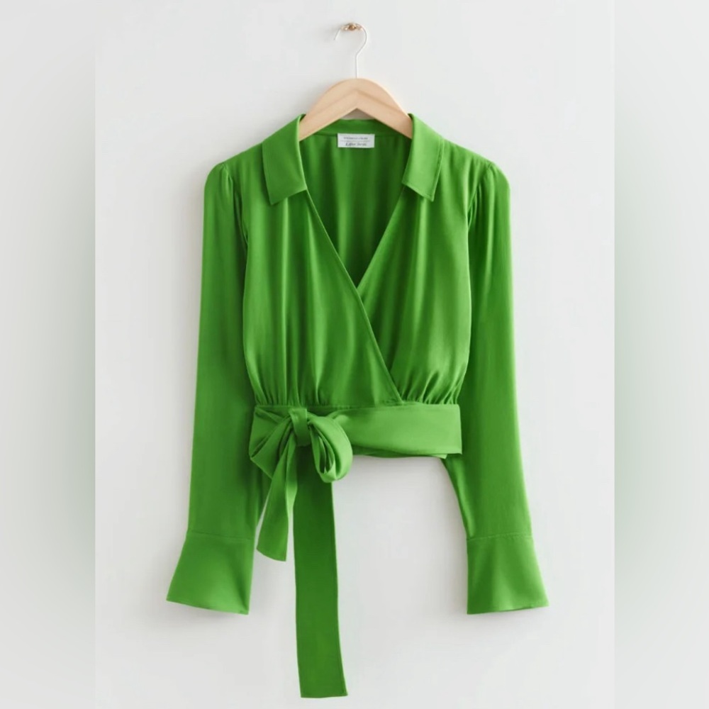 & Other Stories green wrap around blouse